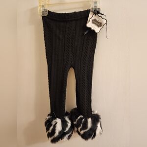 Mud Pie Cable Knit Faux Fur Zebra Leggings 12 To 18 Mos